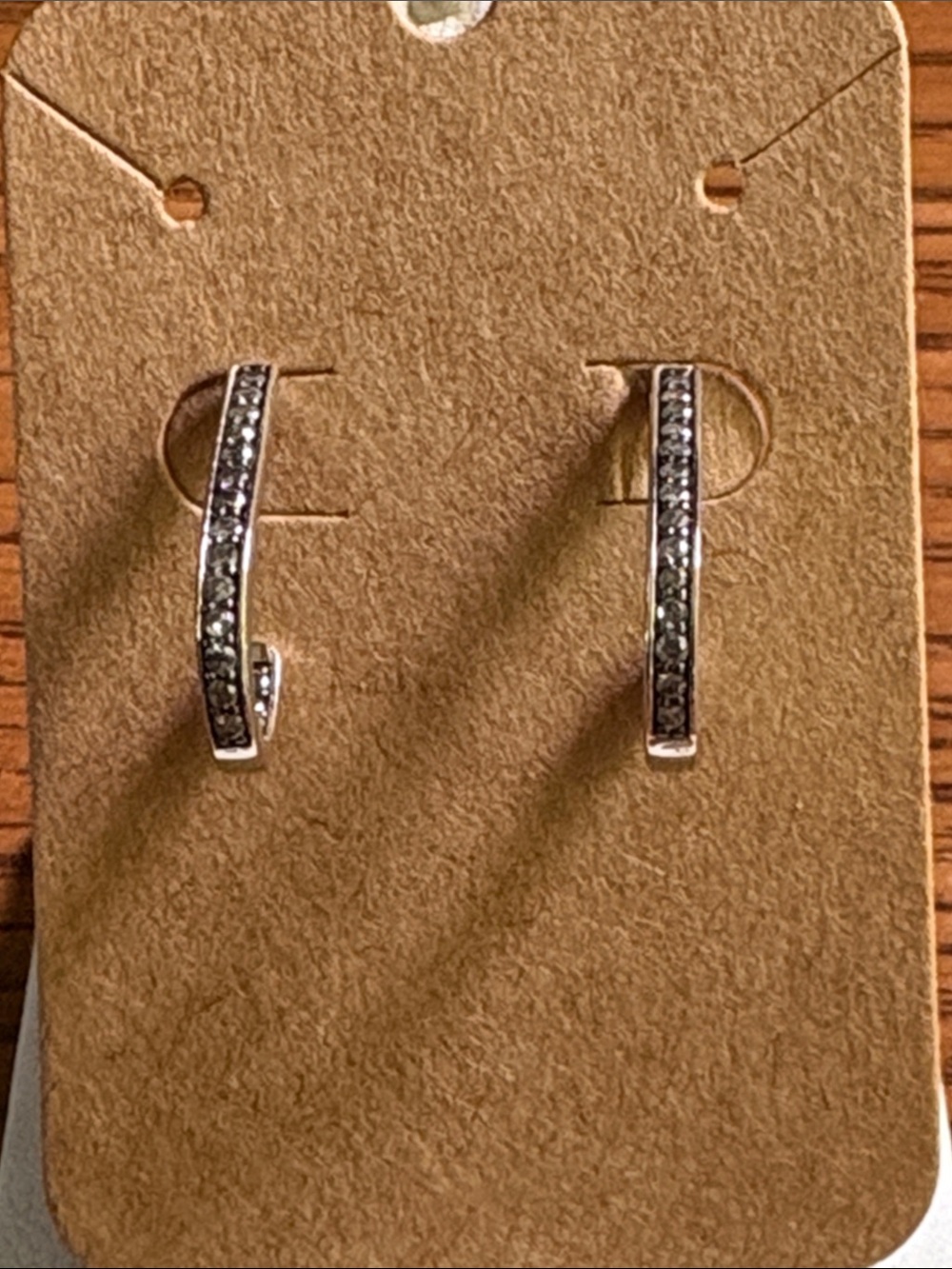 Sterling Silver Platinum Colored Diamond Hoop Earrings